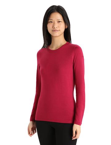 Cherry Icebreaker Merino 260 Tech Long Sleeve Crewe Thermal Top Women's One Piece & Sets | AU 1760BEXC